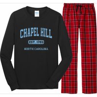 Chapel Hill North Carolina NC Vintage State Athletic Style Long Sleeve Pajama Set