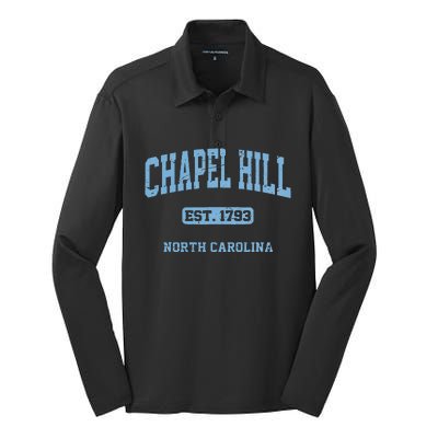 Chapel Hill North Carolina NC Vintage State Athletic Style Silk Touch Performance Long Sleeve Polo