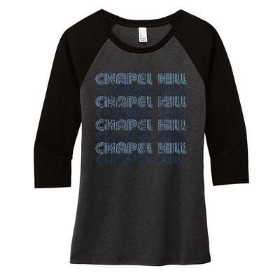 Chapel Hill North Carolina Vintage Weathered Women's Tri-Blend 3/4-Sleeve Raglan Shirt