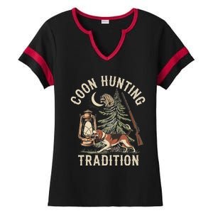 Coon Hunting Night – Patriotic Design For Coon Hunters Ladies Halftime Notch Neck Tee