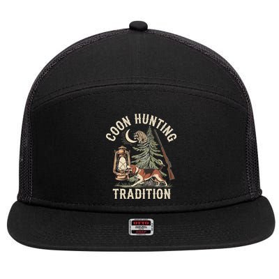 Coon Hunting Night – Patriotic Design For Coon Hunters 7 Panel Mesh Trucker Snapback Hat