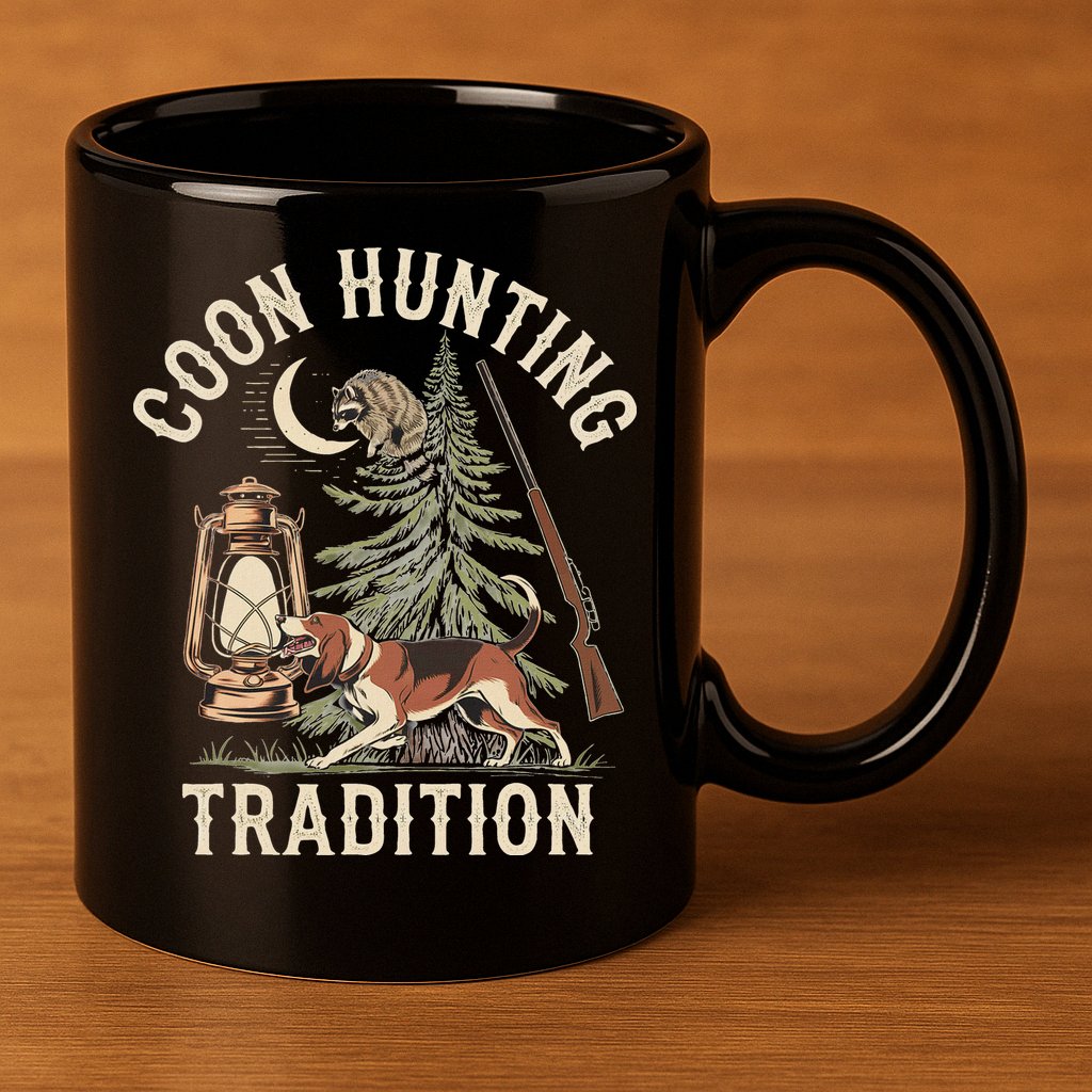 Coon Hunting Night – Patriotic Design For Coon Hunters 11oz C Handle Ceramic Mug