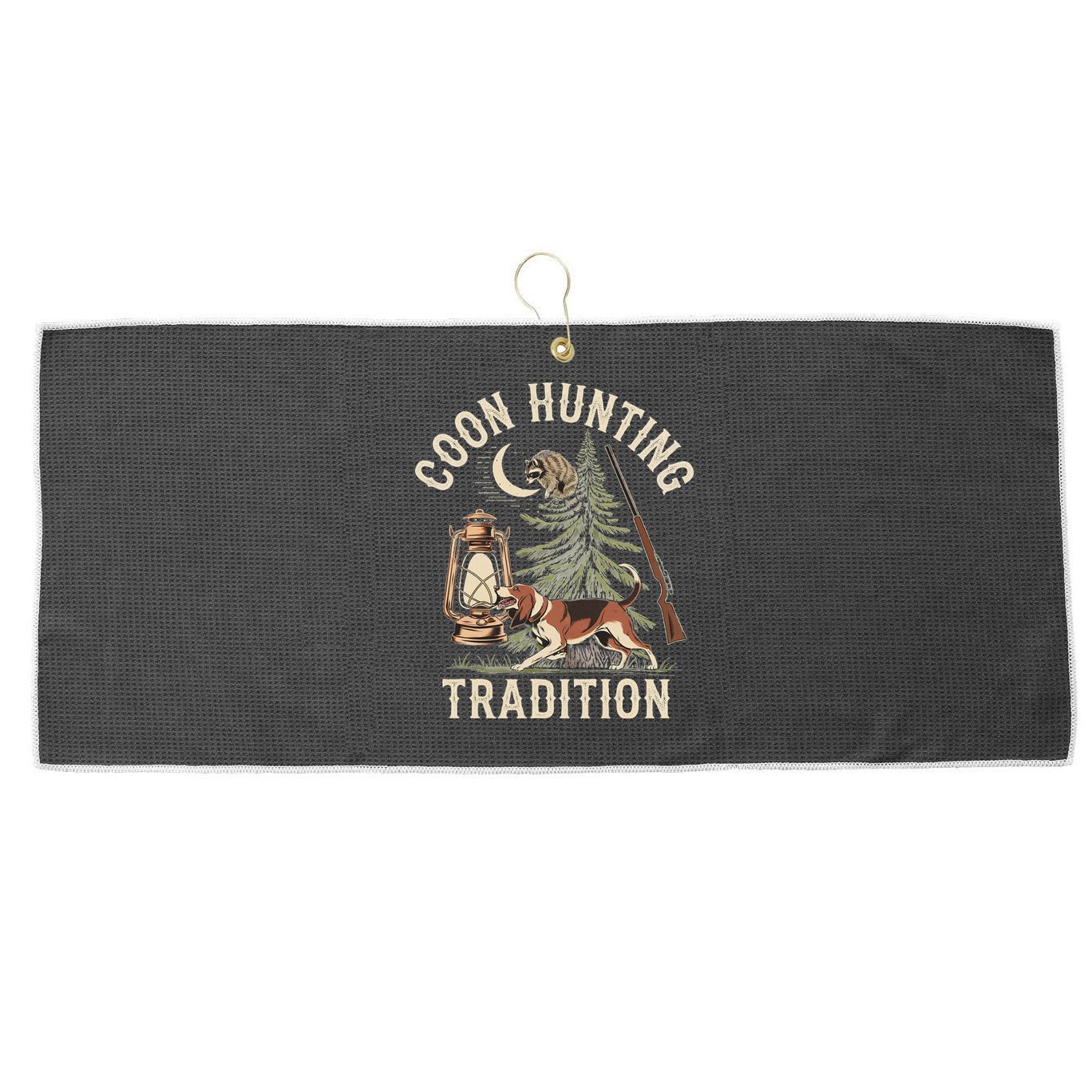 Coon Hunting Night – Patriotic Design For Coon Hunters Large Microfiber Waffle Golf Towel
