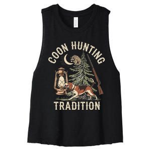 Coon Hunting Night – Patriotic Design For Coon Hunters Women's Racerback Cropped Tank