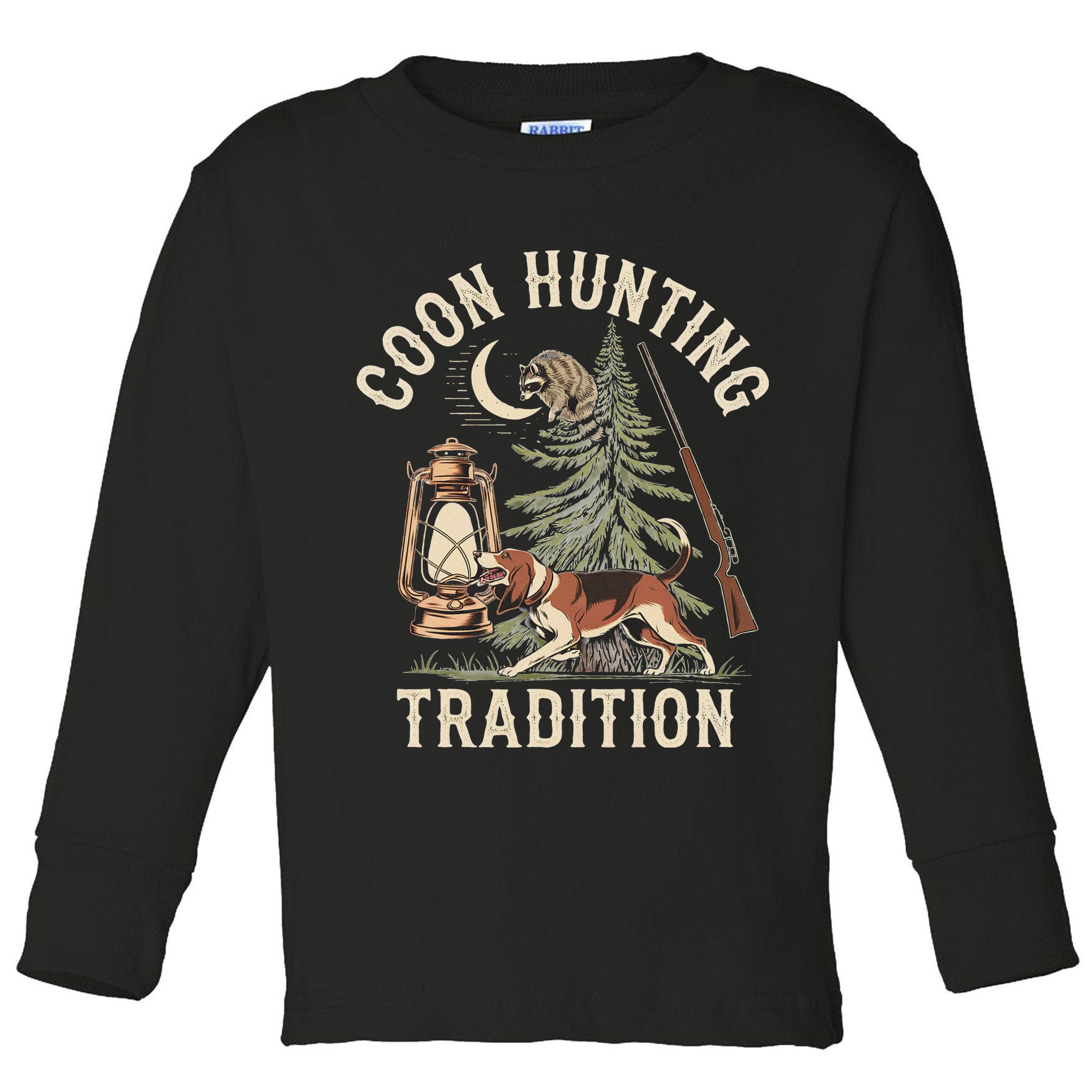 Coon Hunting Night – Patriotic Design For Coon Hunters Toddler Long Sleeve Shirt