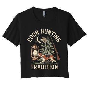 Coon Hunting Night – Patriotic Design For Coon Hunters Women's Crop Top Tee