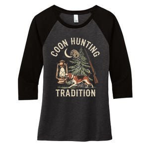 Coon Hunting Night – Patriotic Design For Coon Hunters Women's Tri-Blend 3/4-Sleeve Raglan Shirt