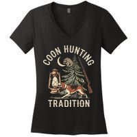 Coon Hunting Night – Patriotic Design For Coon Hunters Women's V-Neck T-Shirt