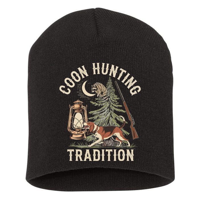 Coon Hunting Night – Patriotic Design For Coon Hunters Short Acrylic Beanie