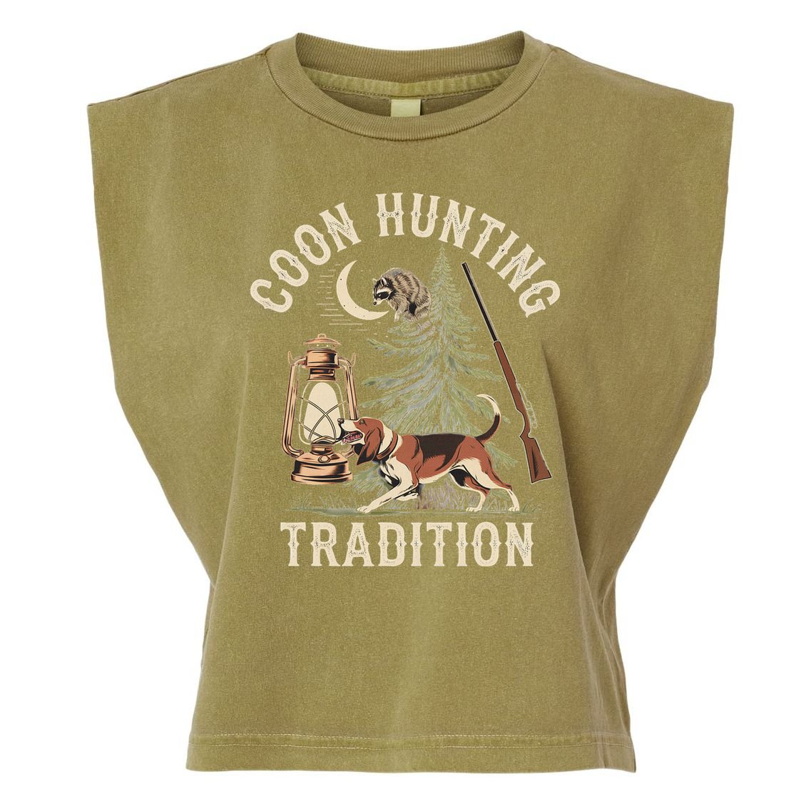 Coon Hunting Night – Patriotic Design For Coon Hunters Garment-Dyed Women's Muscle Tee