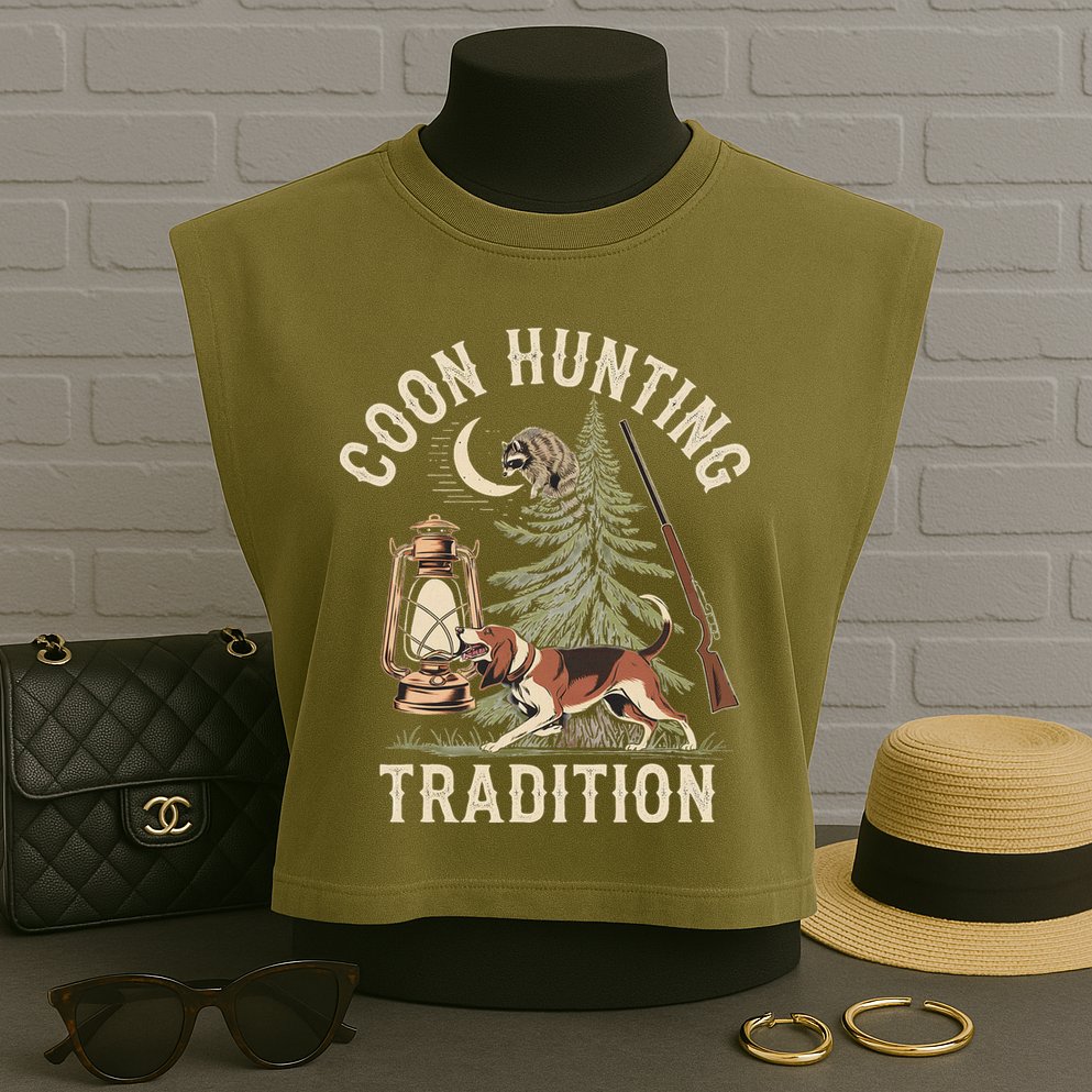 Coon Hunting Night – Patriotic Design For Coon Hunters Garment-Dyed Women's Muscle Tee