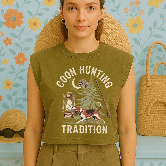 Coon Hunting Night – Patriotic Design For Coon Hunters Garment-Dyed Women's Muscle Tee