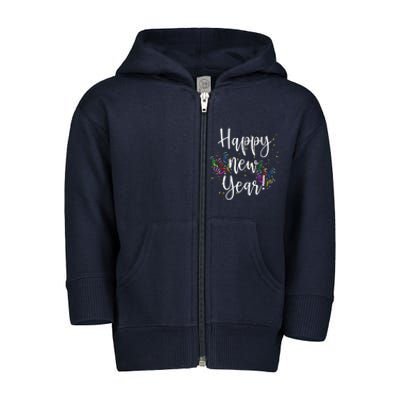 Cute Happy New Year Day Eve Party Fireworks Confetti Costume Toddler Zip Fleece Hoodie