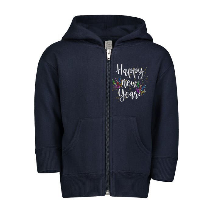 Cute Happy New Year Day Eve Party Fireworks Confetti Costume Toddler Zip Fleece Hoodie