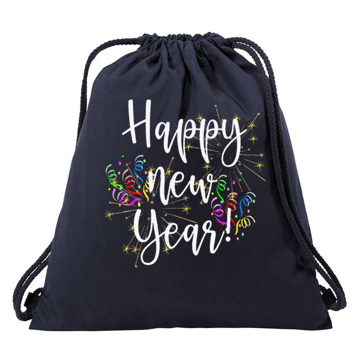 Cute Happy New Year Day Eve Party Fireworks Confetti Costume Drawstring Bag