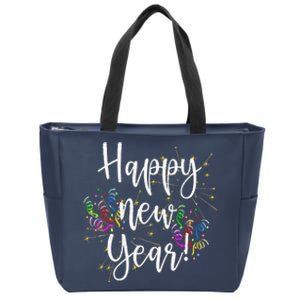 Cute Happy New Year Day Eve Party Fireworks Confetti Costume Zip Tote Bag