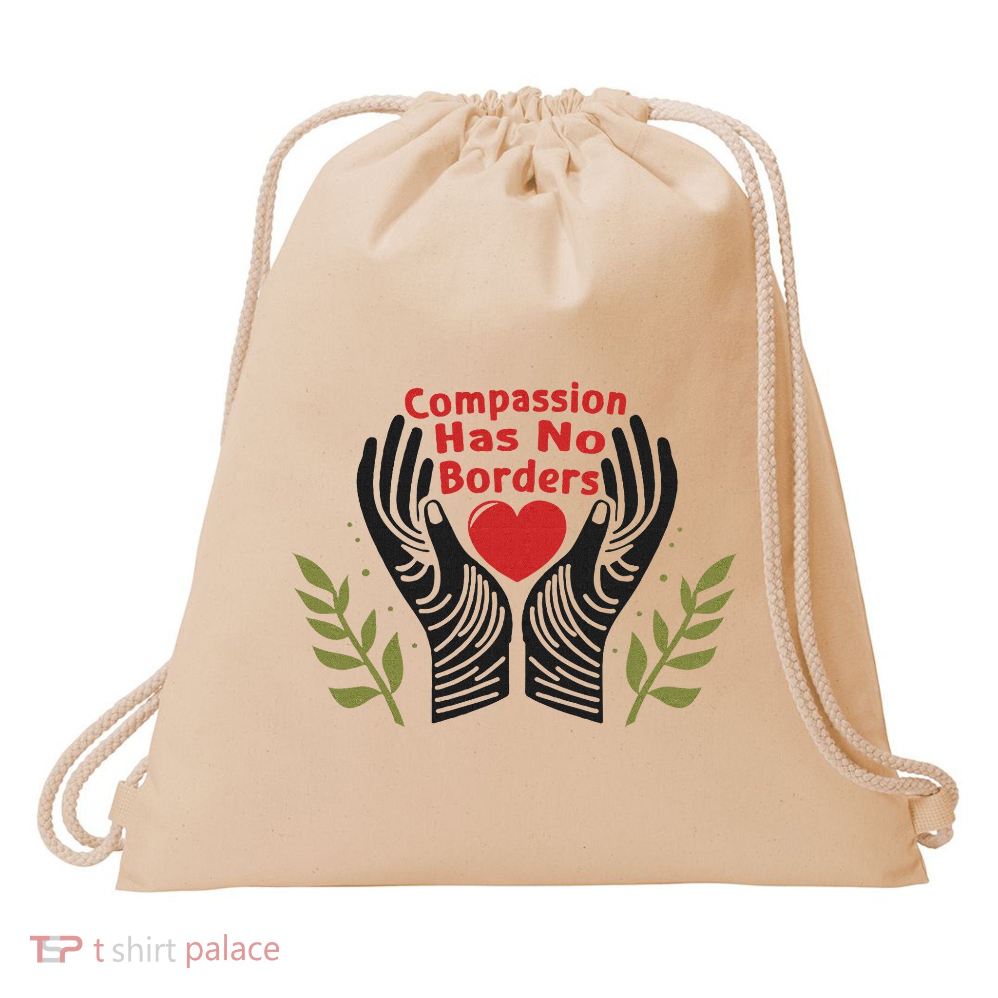 Compassion Has No Borders Drawstring Bag
