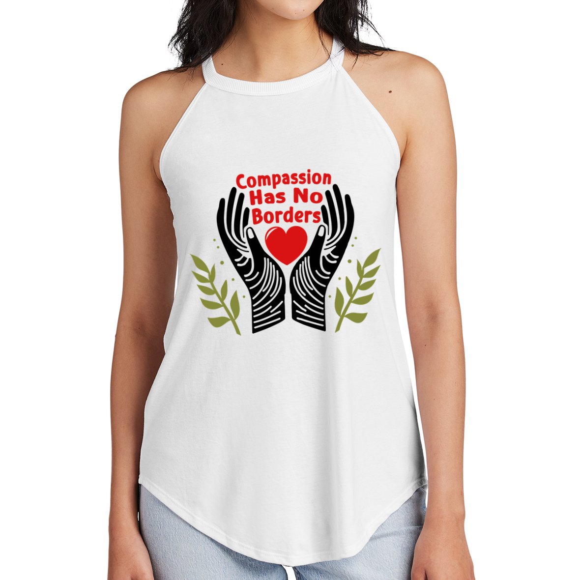Compassion Has No Borders Women's Perfect Tri Rocker Tank