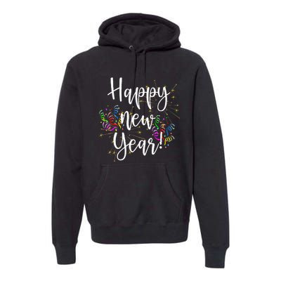 Cute Happy New Year Day Eve Party Fireworks Confetti Costume Premium Hoodie