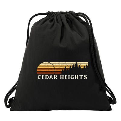 Cedar Heights Nj Vintage Evergreen Sunset Eighties Drawstring Bag