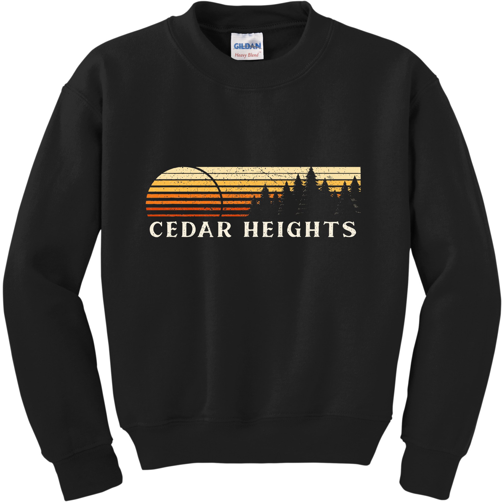 Cedar Heights Nj Vintage Evergreen Sunset Eighties Kids Sweatshirt