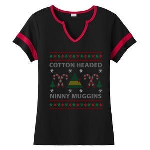 Cotton Headed Ninny Muggins Ugly Christmas Sweater Design Ladies Halftime Notch Neck Tee