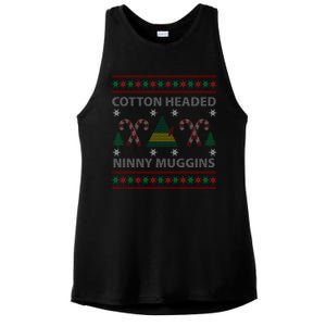 Cotton Headed Ninny Muggins Ugly Christmas Sweater Design Ladies PosiCharge Tri-Blend Wicking Tank