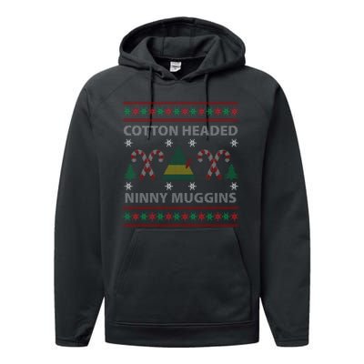 Cotton Headed Ninny Muggins Ugly Christmas Sweater Design Performance Fleece Hoodie