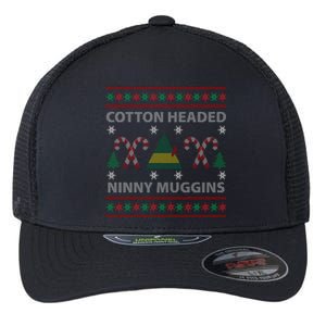 Cotton Headed Ninny Muggins Ugly Christmas Sweater Design Flexfit Unipanel Trucker Cap