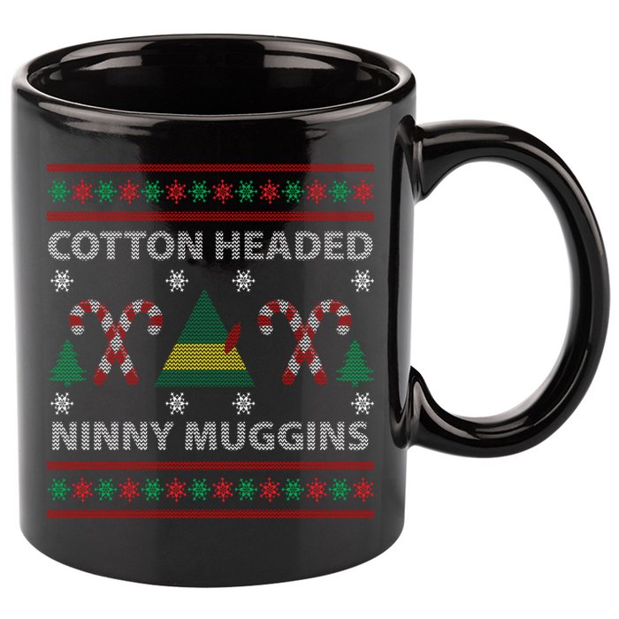 Cotton Headed Ninny Muggins Ugly Christmas Sweater Design 11oz C Handle Ceramic Mug
