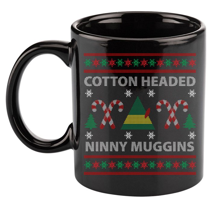 Cotton Headed Ninny Muggins Ugly Christmas Sweater Design 11oz C Handle Ceramic Mug