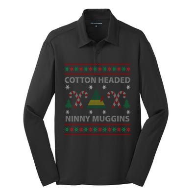 Cotton Headed Ninny Muggins Ugly Christmas Sweater Design Silk Touch Performance Long Sleeve Polo