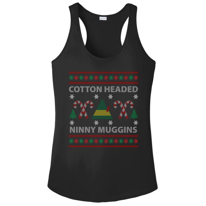 Cotton Headed Ninny Muggins Ugly Christmas Sweater Design Ladies PosiCharge Competitor Racerback Tank