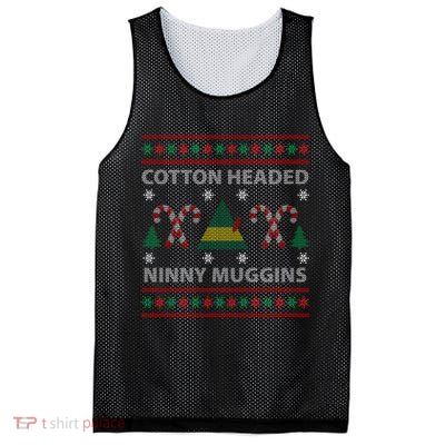 Cotton Headed Ninny Muggins Ugly Christmas Sweater Design Mesh Reversible Basketball Jersey Tank
