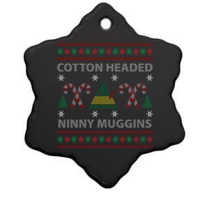 Cotton Headed Ninny Muggins Ugly Christmas Sweater Design Ceramic Star Ornament