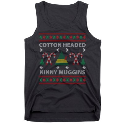 Cotton Headed Ninny Muggins Ugly Christmas Sweater Design Tank Top