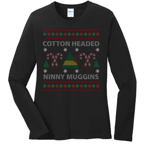 Cotton Headed Ninny Muggins Ugly Christmas Sweater Design Ladies Long Sleeve Shirt