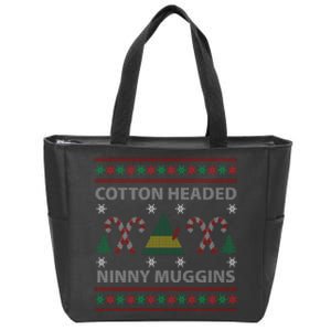 Cotton Headed Ninny Muggins Ugly Christmas Sweater Design Zip Tote Bag