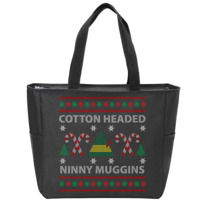 Cotton Headed Ninny Muggins Ugly Christmas Sweater Design Zip Tote Bag