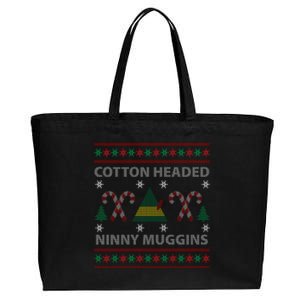 Cotton Headed Ninny Muggins Ugly Christmas Sweater Design Cotton Canvas Jumbo Tote