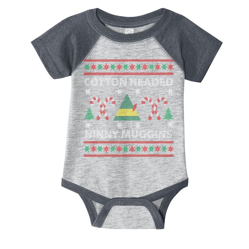 Cotton Headed Ninny Muggins Ugly Christmas Sweater Design Infant Baby Jersey Bodysuit