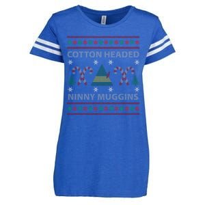 Cotton Headed Ninny Muggins Ugly Christmas Sweater Design Enza Ladies Jersey Football T-Shirt