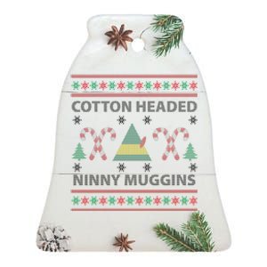 Cotton Headed Ninny Muggins Ugly Christmas Sweater Design Ceramic Bell Ornament