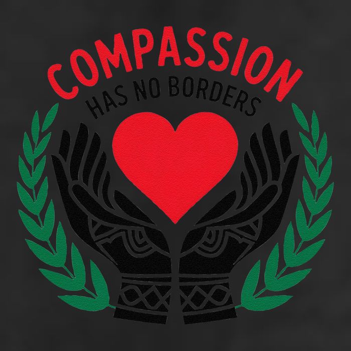 Compassion Has No Borders 2025 Funny Crop Fleece Hoodie