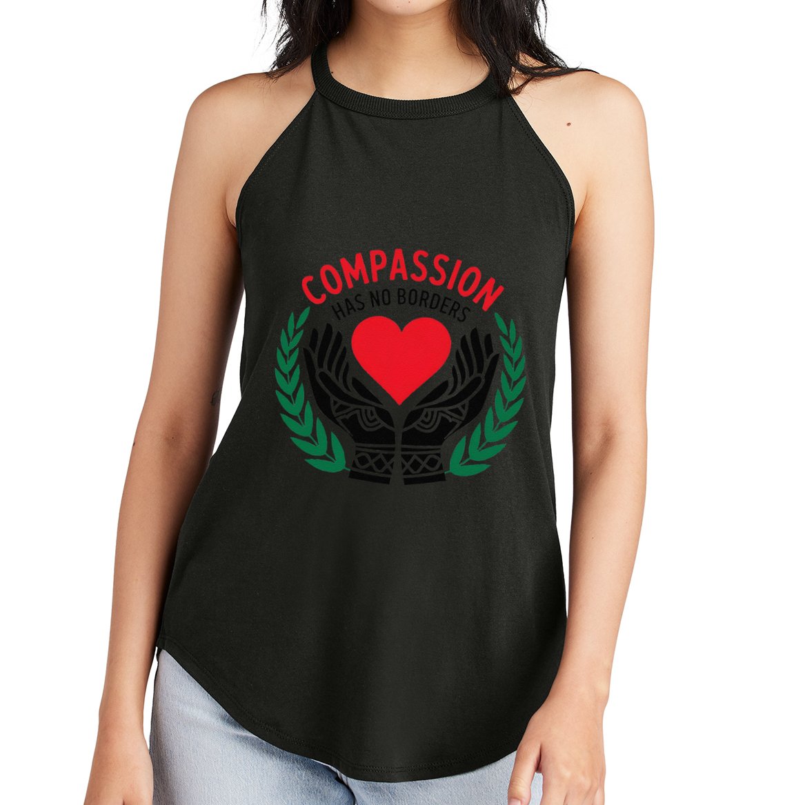 Compassion Has No Borders 2025 Funny Women's Perfect Tri Rocker Tank