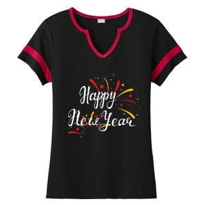 Cute Happy New Year Gift Ladies Halftime Notch Neck Tee