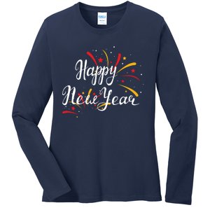 Cute Happy New Year Gift Ladies Long Sleeve Shirt