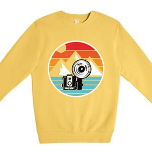 Camping Hiking Nature Retro Photographer Camera Camera Cute Gift Premium Crewneck Sweatshirt