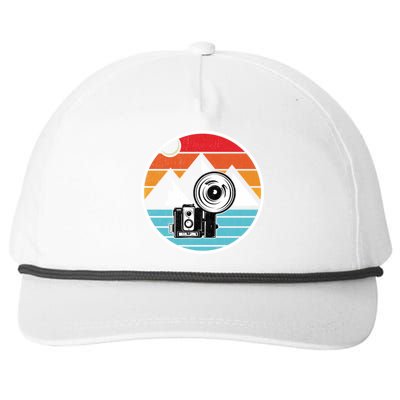 Camping Hiking Nature Retro Photographer Camera Camera Cute Gift Snapback Five-Panel Rope Hat