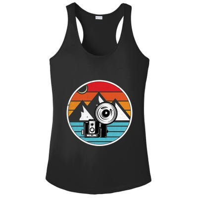 Camping Hiking Nature Retro Photographer Camera Camera Cute Gift Ladies PosiCharge Competitor Racerback Tank